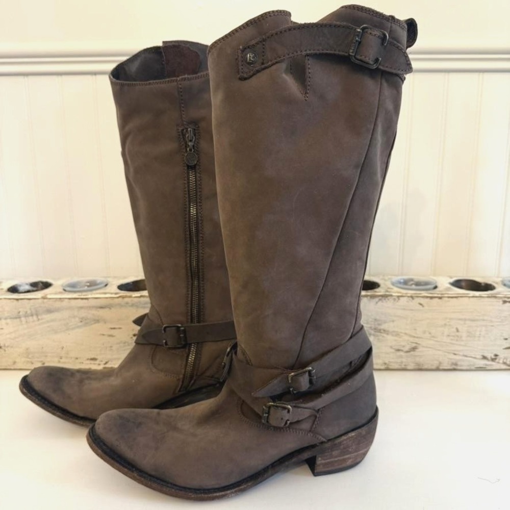 Liberty Black Boots Womens Size 10 Brown Leather Tall Riding Harness Western